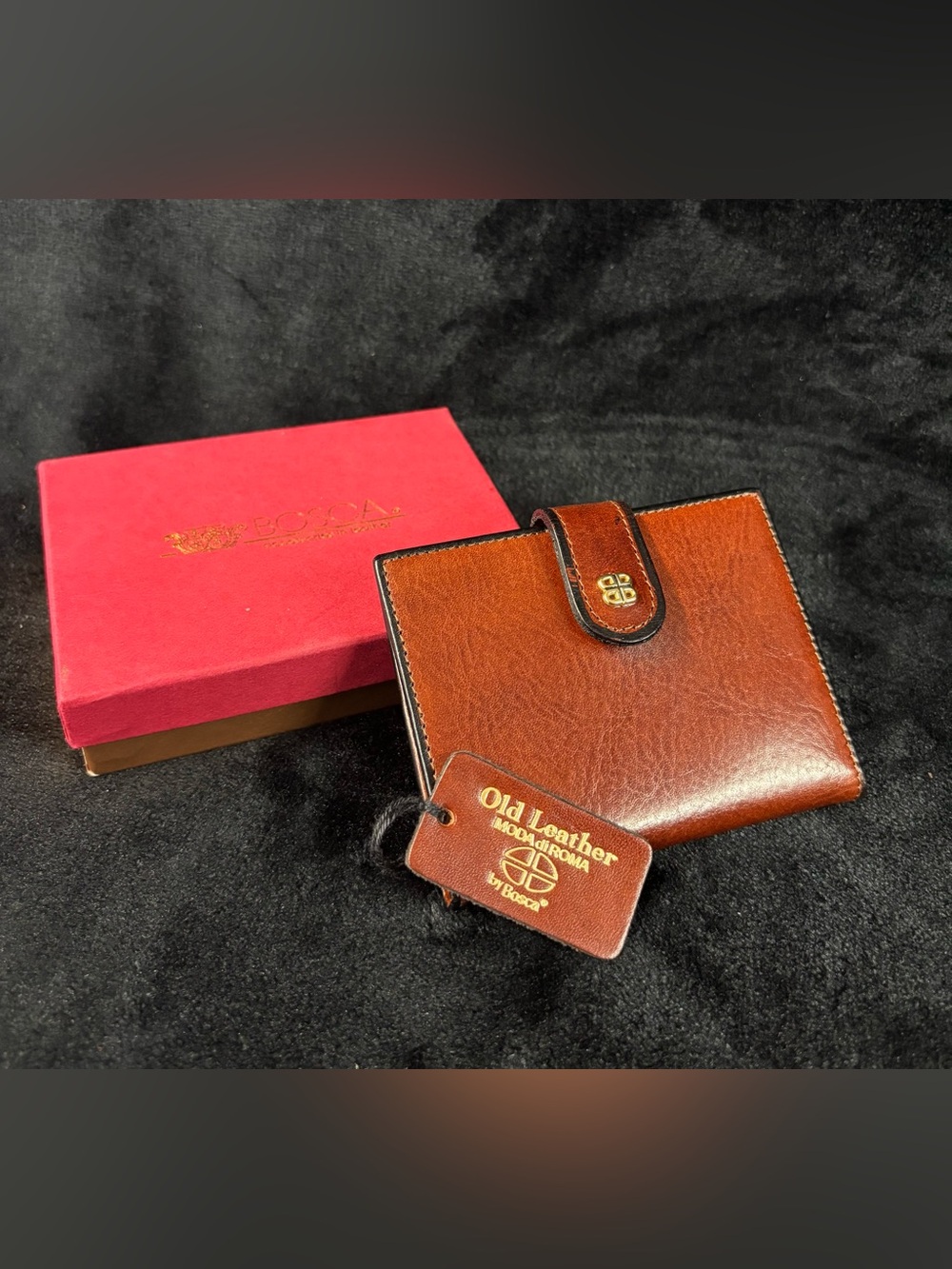 Bosca Old Leather Moda di Roma ID Wallet Brown Hand Stained Leather USA Made